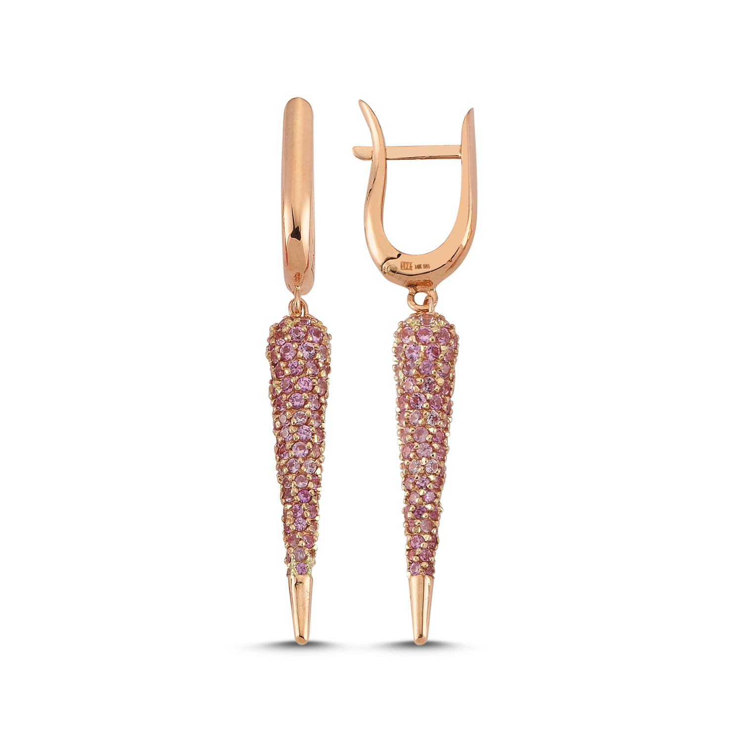 ECCE Rose Gold Pink Diamond Cambered Earring