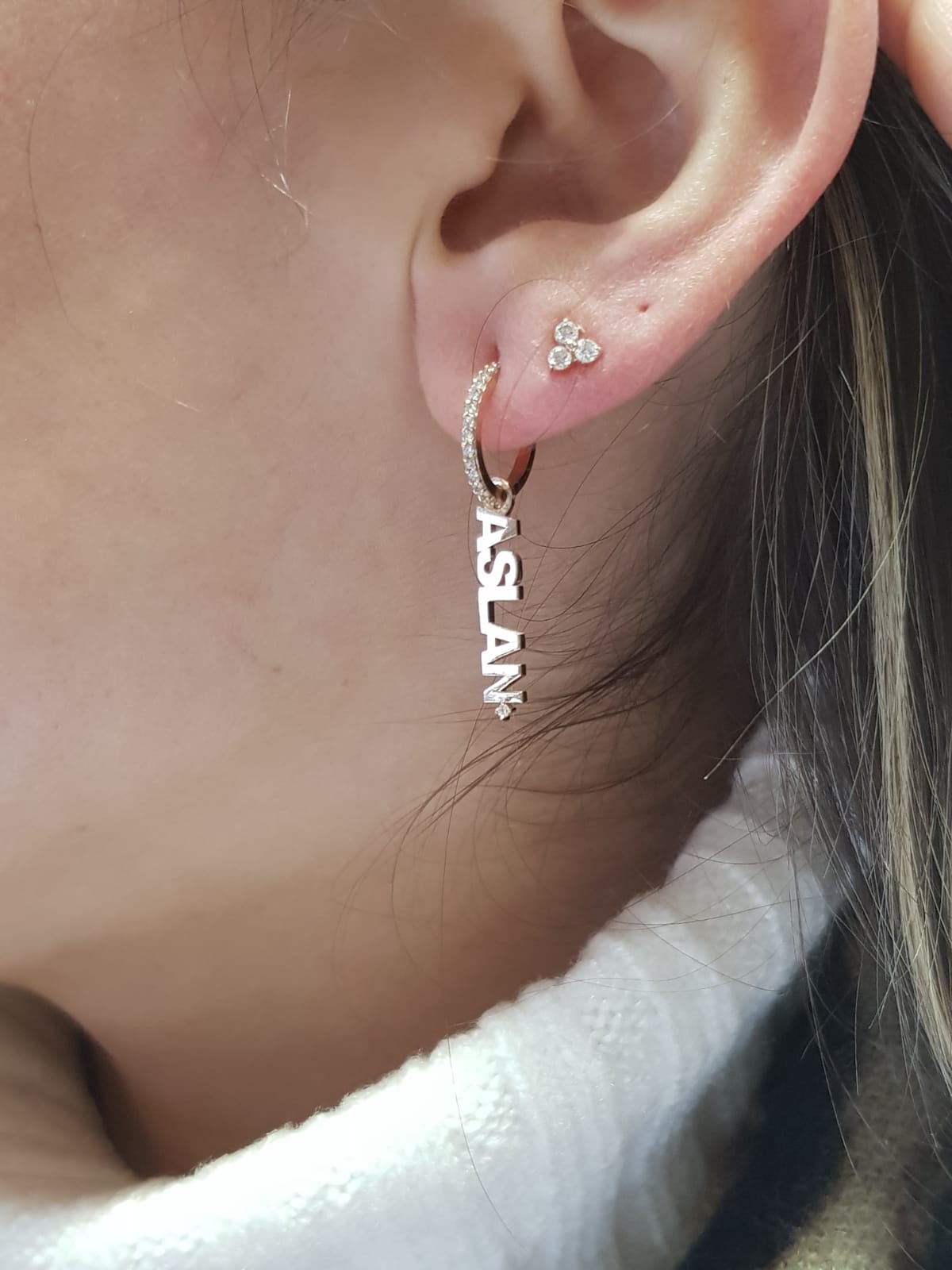 ECCE Diamond Name Hoop Earring 