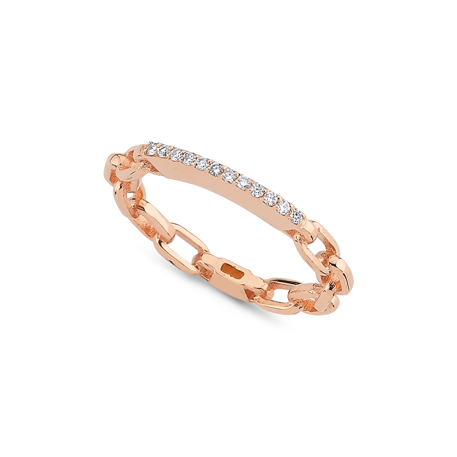 ECCE Rose Gold Diamond Chain Ring