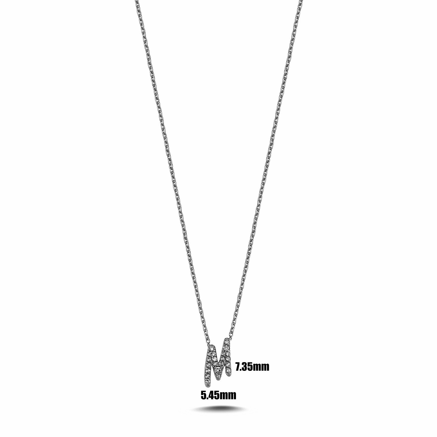 ECCE Diamond Capital 'M' Initial Necklace