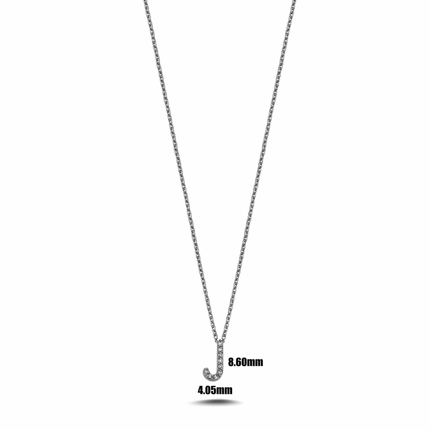ECCE Diamond Capital 'J' Initial Necklace