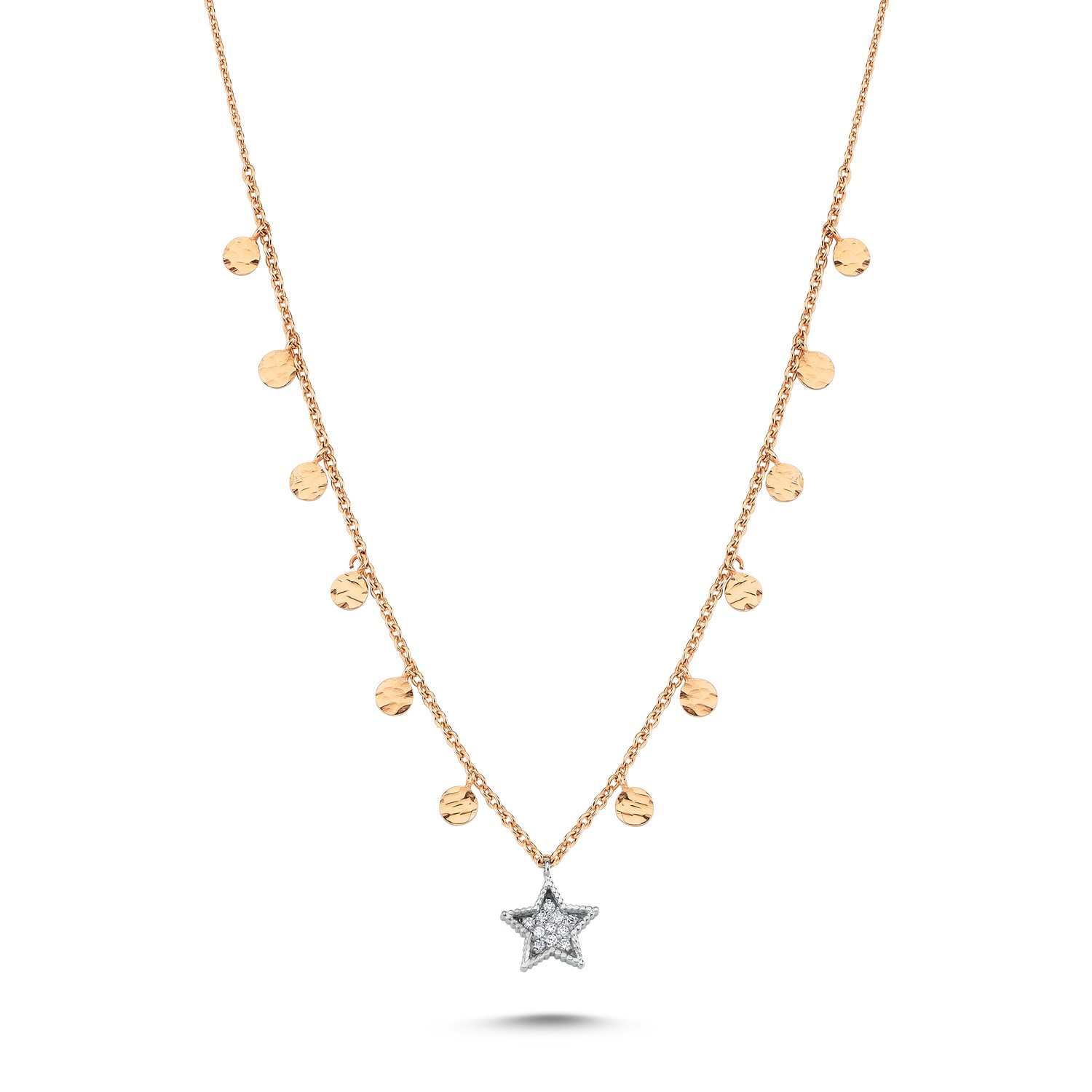 ECCE Star Pave Diamond Gold Sequin Necklace