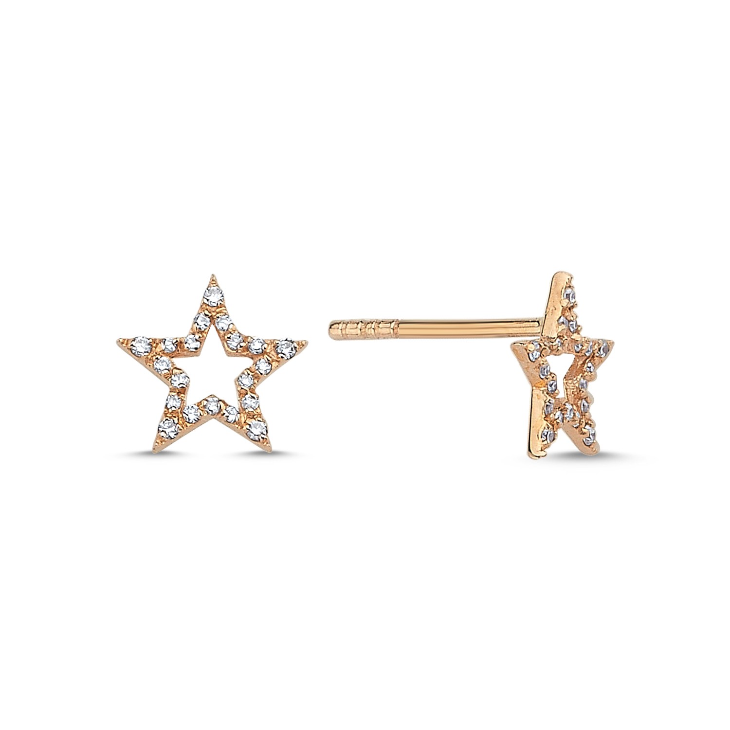 ECCE Rose Gold Diamond Hollow Star Earring