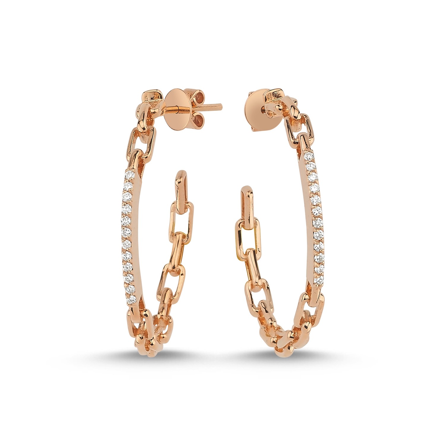 ECCE Rose Gold Diamond Big Chain Earring