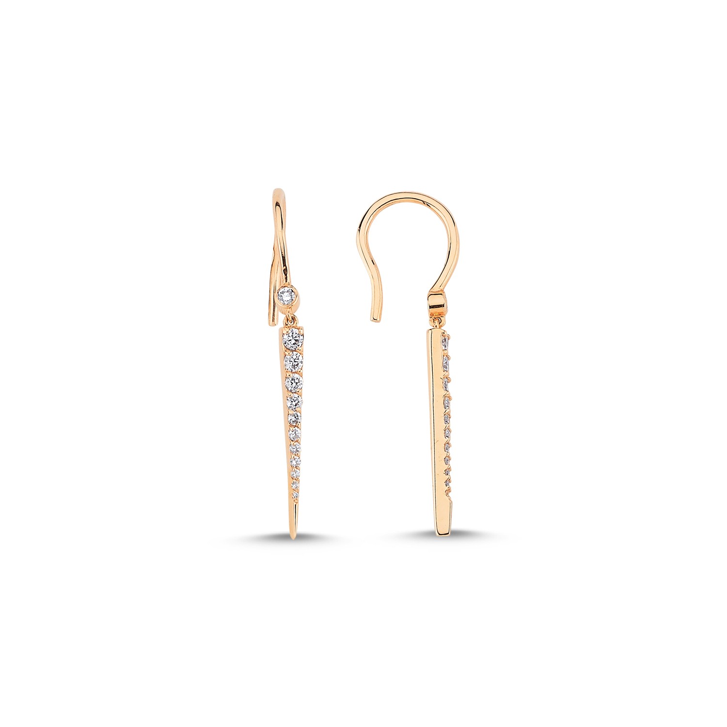 ECCE Rose Gold Small Rod Diamond Earring
